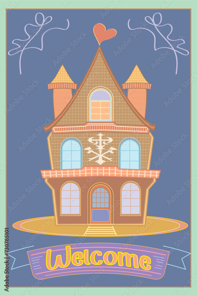 Dreamy Dwellings: Showcase Your Love for Cartoon Houses with a Charming Poster, Dreamy Dwellings, Cartoon House Poster, Charming House Illustration, Whimsical Home Artwork, Cute Dwelling Design 
