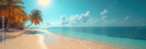 Tropical Nature Clean Beach White Sand, Background Banner HD © Alex Cuong
