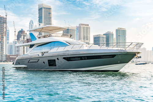 Luxury yacht in sea with beautiful sky