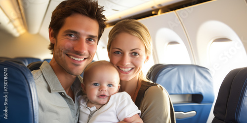 A family's inaugural vacation journey unfolds inside an aircraft.