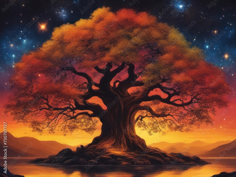 Yggdrasil the world tree illustration