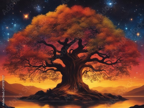 Yggdrasil the world tree illustration