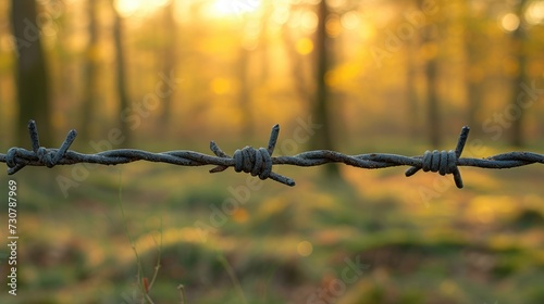 An image of a barbed wire fence up close. Generative Ai. © Concept Killer