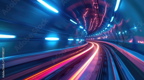 High-Speed Train Tunnel with Dynamic Light Trails