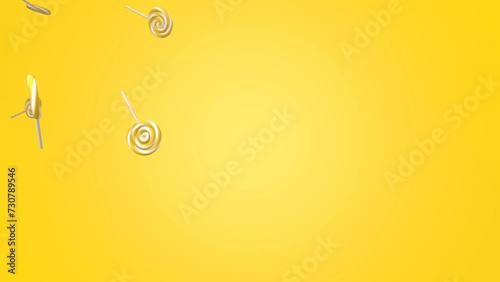 Yellow lollipops on a yellow background.
3DCG animation for background.
 photo
