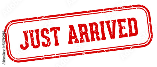 just arrived stamp. just arrived rectangular stamp on white background