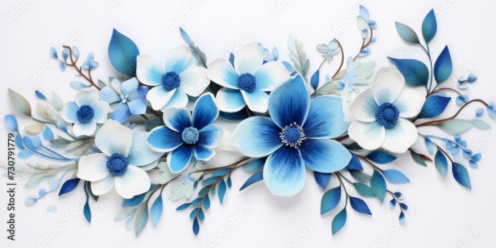 3D Watercolor of spring leaves and flowers 3D Watercolor of spring leaves and flowers