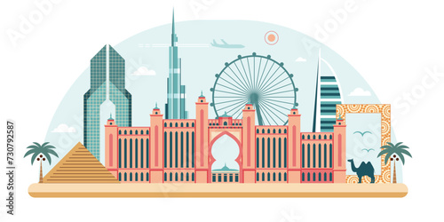 Obraz na płótnie Travel Dubai City Skyline Web Banner w salonie