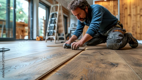 A Construction worker installing a new laminate flooring --ar 16:9 --stylize 750 --v 6 Job ID: 4f23ded4-0055-4ba9-bd4a-9ff7e73c5dd5