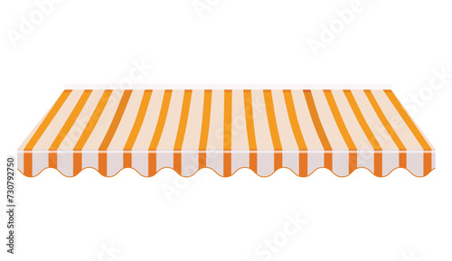 Orange and white striped shop,store window awning. Awning, canopy icon