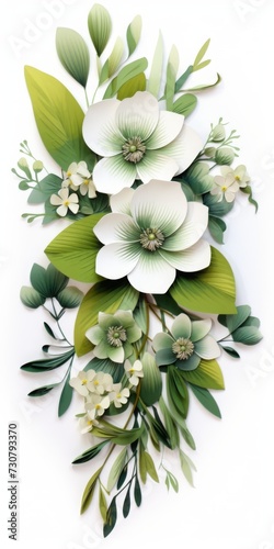 3D Watercolor of spring leaves and flowers  © Tor Gilje