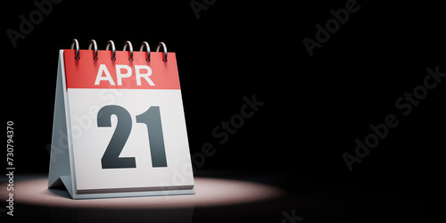 April 21 Calendar Spotlighted on Black Background