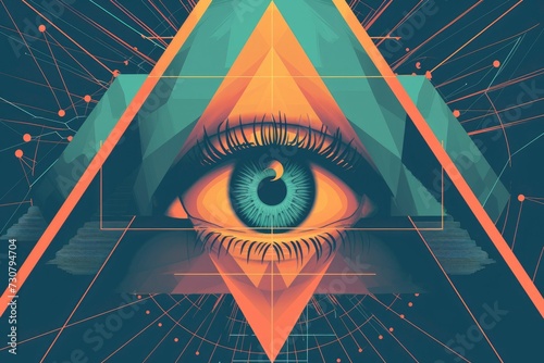 All seeing eye, illuminats, masons, symbol in flat vector graphics style