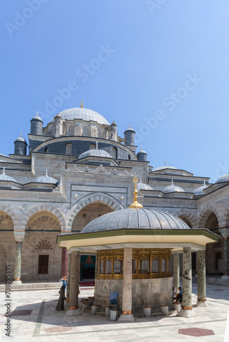 Bayezid II Mosque (Bayezid Camii). Inner yard with fountain (cesme). Vertical. June 15, 2022. Istanbul, Turkiye (Turkey) photo