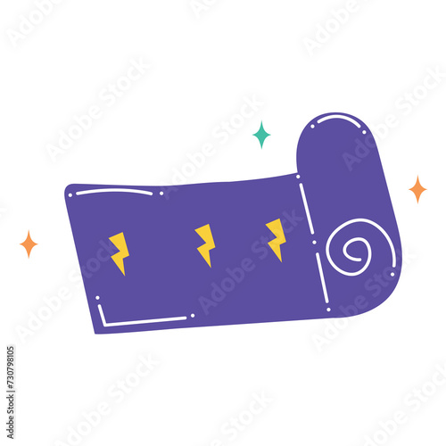 Sport element sticker of colorful set. This caremat for yoga is crafted with a spirited cartoon design against a pastel backdrop. Vector illustration.