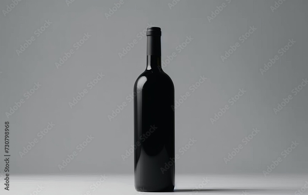 Black bottle of red wine, bordolese conical, still life on a white background Black bottle of red wine, bordolese conical, still life on a white background