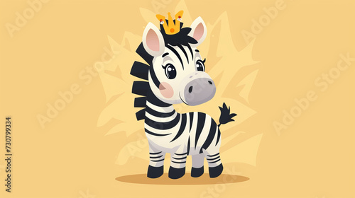 Illustration of a cute baby zebra with a crown