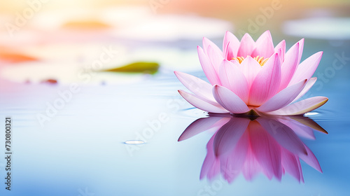 Ethereal lotus with soft light on tranquil water