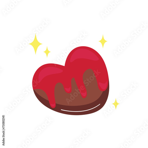 Sticker of chocolate element of colorful set. This mouthwatering chocolate candy is designed in a playful cartoon style on a pastel canvas. Vector illustration.