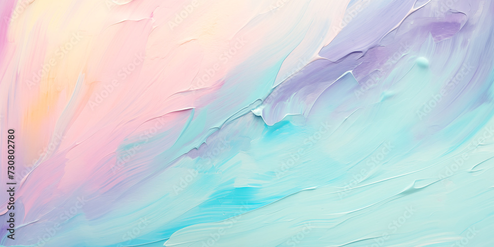Calm water underwater blurry texture blue background for copy space text. Abstract ocean wave brushstrokes art for spring Easter, Mother’s Day travel. Pastel impasto romantic paint banner by Vita - obrazy, fototapety, plakaty 