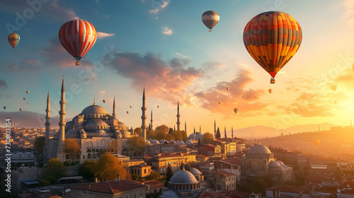 Istanbul, air hot ballon travel concept