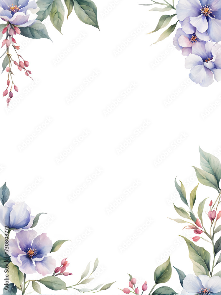 Naklejka premium floral-frame-captured-in-watercolor-illustration-minimalist-style-absent-background-trending