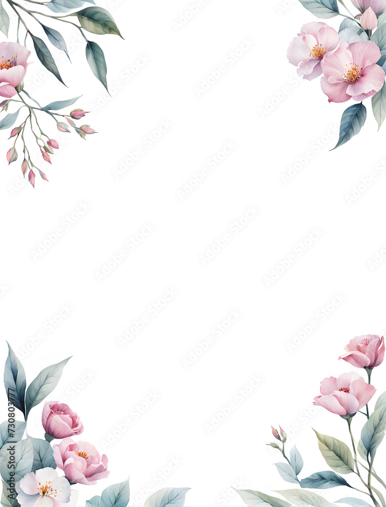 Fototapeta premium floral-frame-captured-in-watercolor-illustration-minimalist-style-absent-background-trending