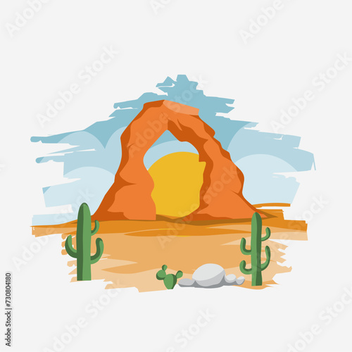 vector of arches national park design graphic for print, apparel design, etc photo