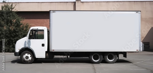 Blank mockup white sign on white truck