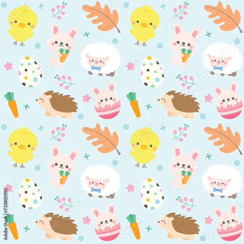 kid spring easter hand drawn seamless patterns fabric textiles clothing wrapping paper cover banner home decor cute pattern backgrounds Vector illustration