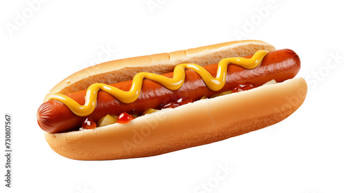 hot dog with mustard isolated on white