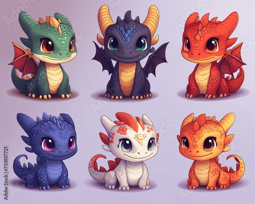 Dragon Babies - A Cute Collection of Colorful Baby Dragons Generative AI