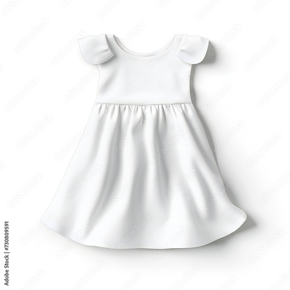 White infant cotton dress mockup isolated on white background Generative Ai White infant cotton dress mockup isolated on white background Generative Ai