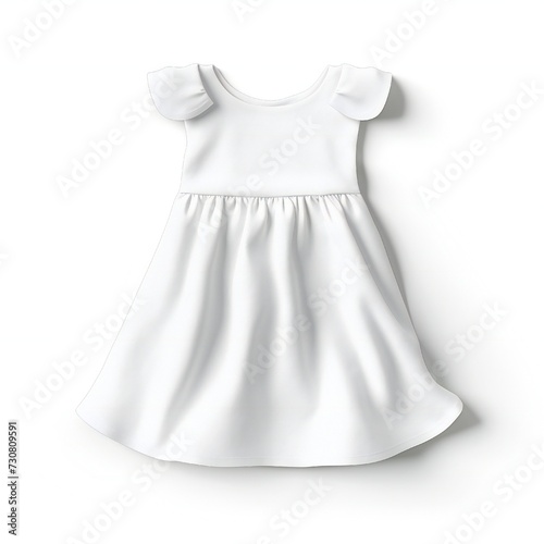 White infant cotton dress mockup isolated on white background Generative Ai