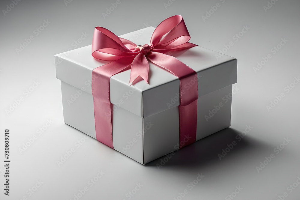 Gift box with pink ribbon isolated on a white background, Ai generated Gift box with pink ribbon isolated on a white background, Ai generated