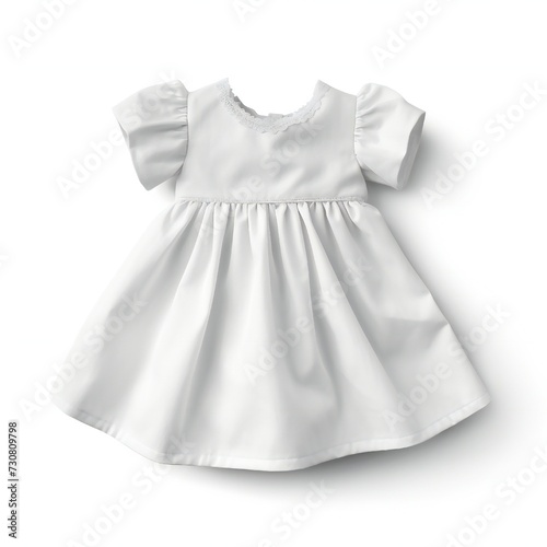 White infant cotton dress mockup isolated on white background Generative Ai