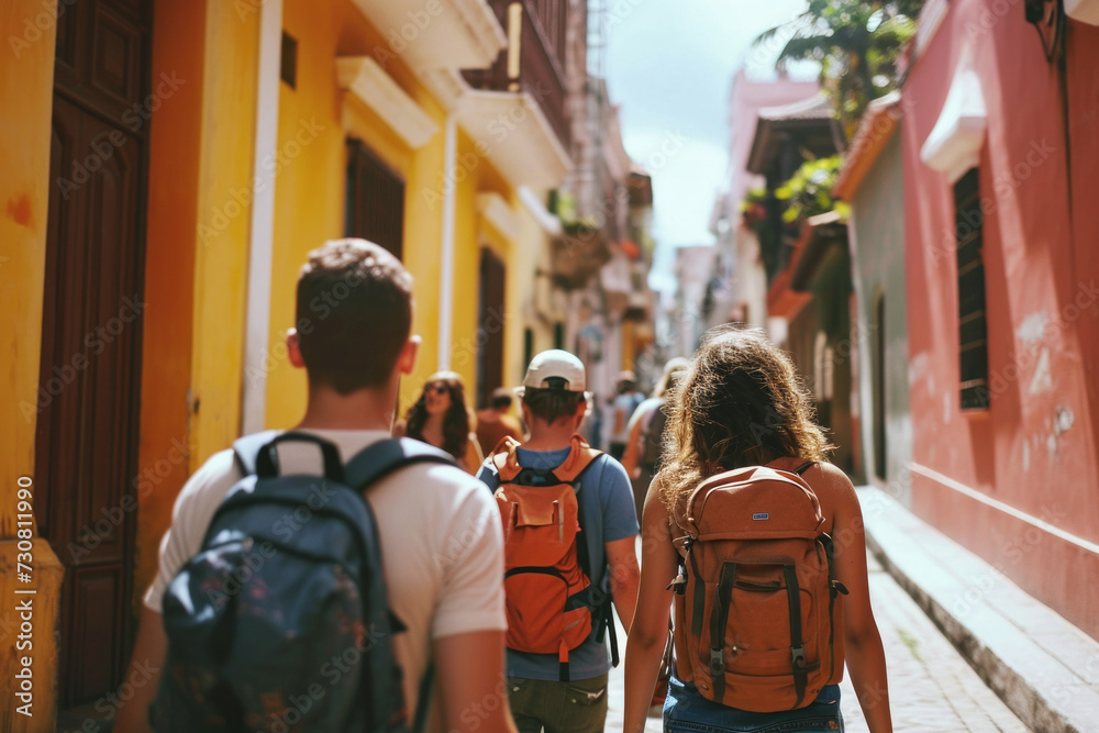 Group of People Walking Down a Busy City Street Group of People Walking Down a Busy City Street