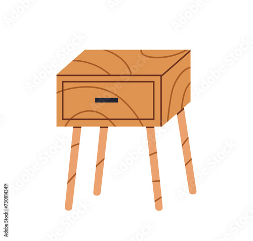Wooden nightstand. Wood nigh stand, bedside table icon. Hardwood furniture, w...