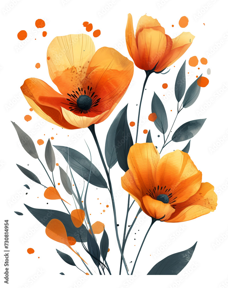 Geometric vector-style floral illustrations