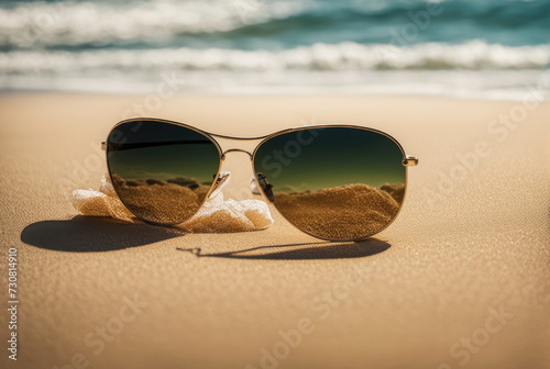 Sunglasses on Sunny Beach Sand