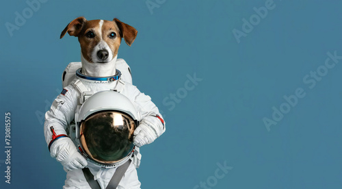 Cute jack russell dog, adorable and playful holding a helmet