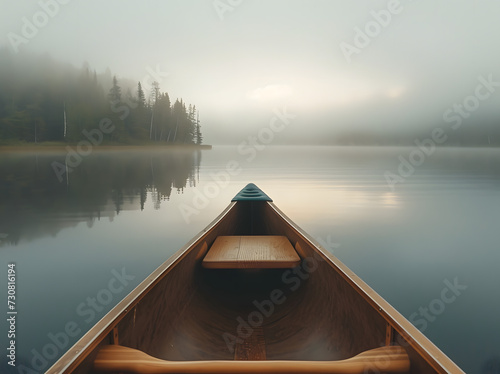 Serene Lake Canoe Trip at Dawn