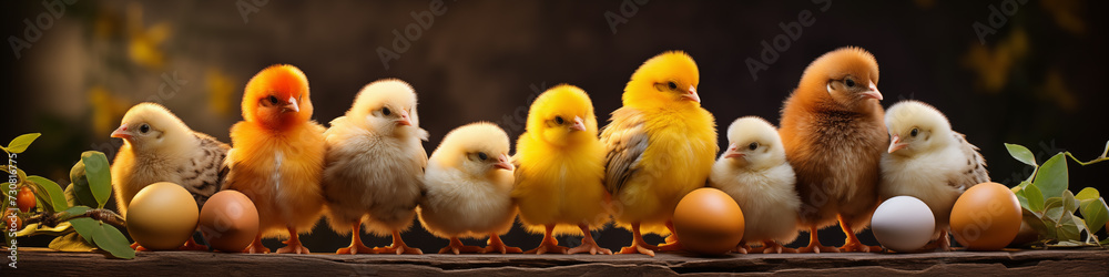 Fototapeta premium easter chicks - web banner