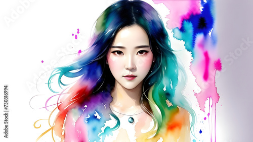 Abstract color paint Beauty portrait of a young female model © iLegal Tech