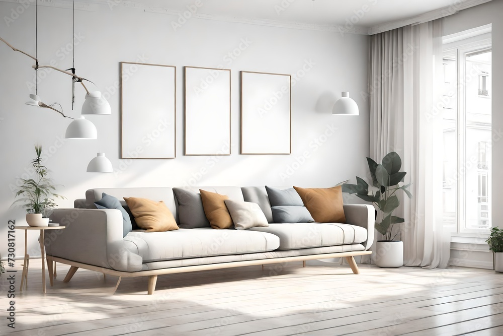 View of An aesthetically pleasing living room mockup, capturing the essence of ...