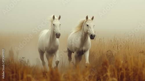 Couple of horses standing in the field
