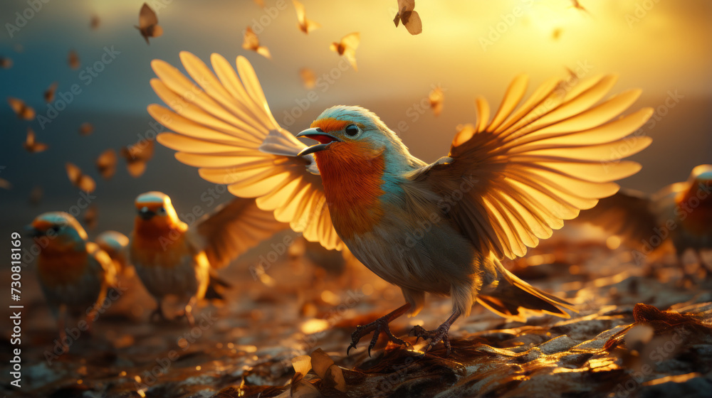 Obraz premium Vibrant Feathered Creatures: Exploring the Tropical Beauty of Colorful Birds, generative AI