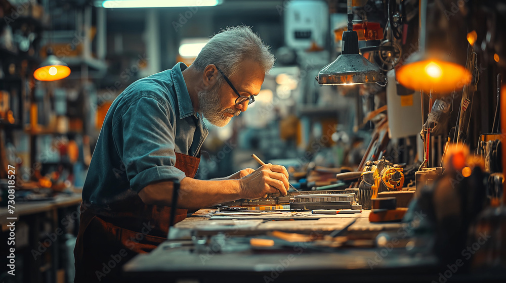 Man working in workshop Man working in workshop