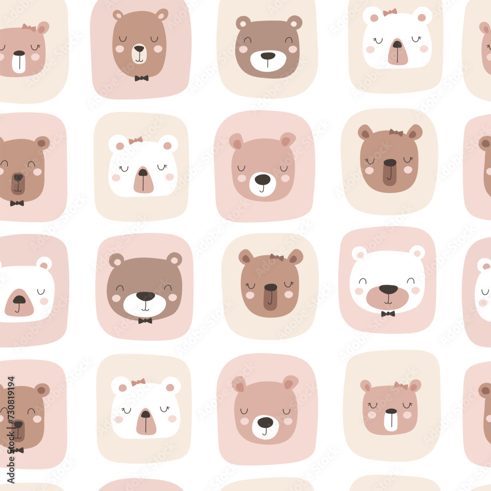 Seamless pattern with cute face bear. Vector illustrations Seamless pattern with cute face bear. Vector illustrations