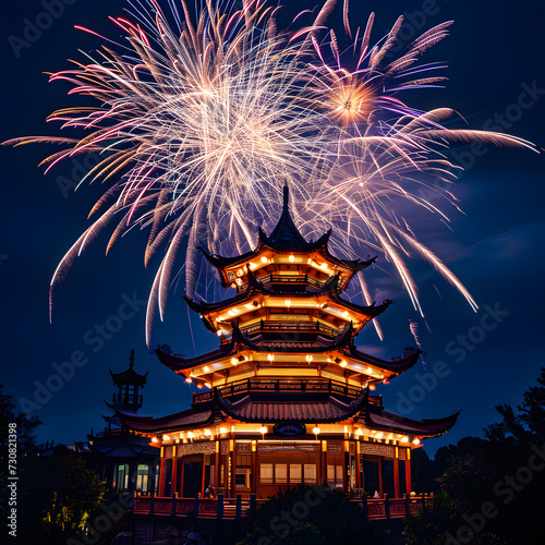 Chinese New Year Fireworks at Pagoda Temple